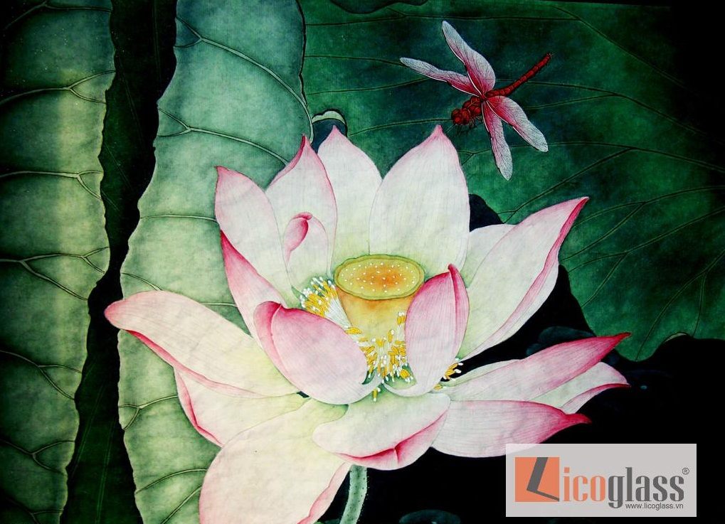 Tranh kính hoa sen TKS07